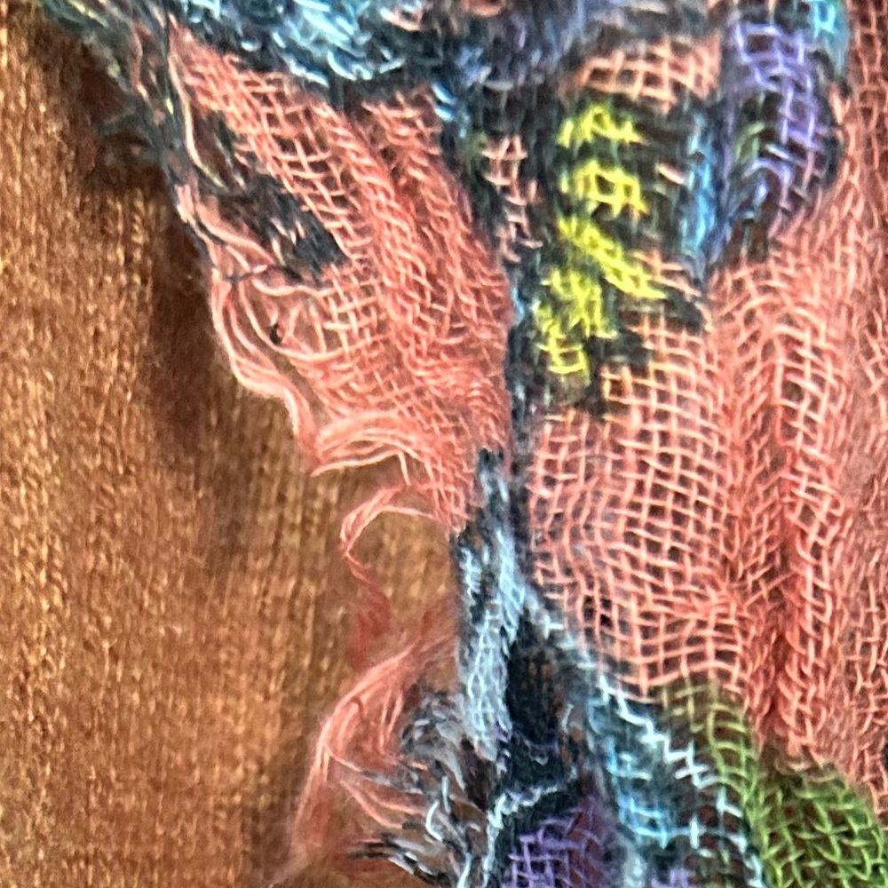 MNG by Mango Paisley Lightweight Scarf Sage, Yellow, White, Purple - Picture 7 of 11